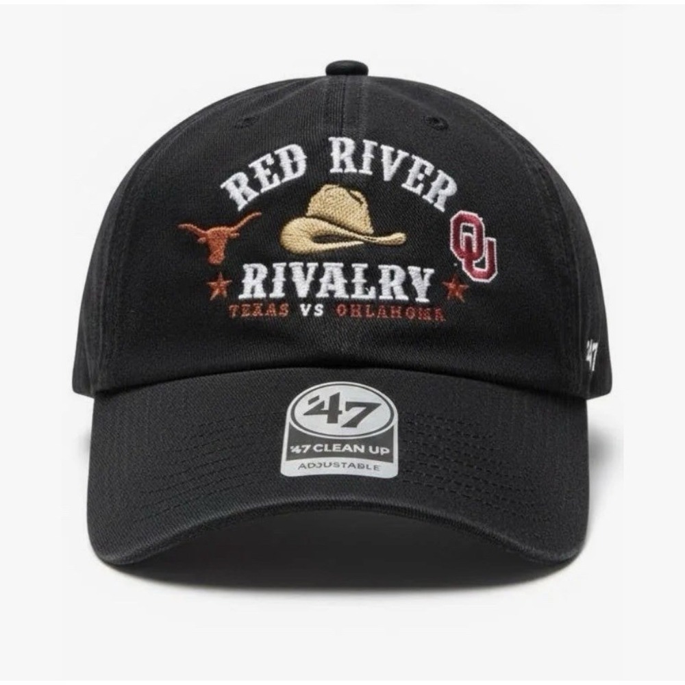 '47  Texas Longhorns vs. Oklahoma‎ Sooners Hat Red River Rivalry Black Cap